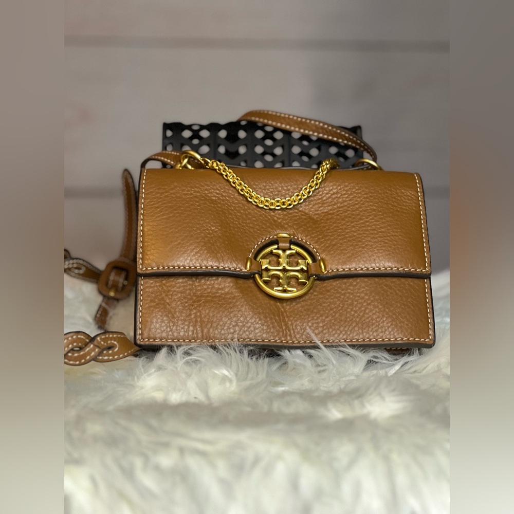 Tory Burch Light Umber Miller Flap Leather Shoulder Bag - Picture 2 of 14